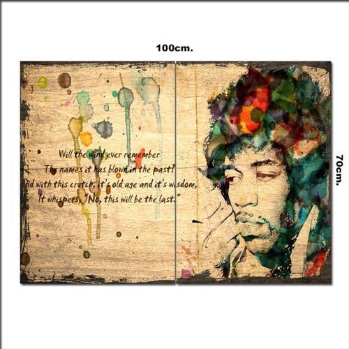Ahşap Tablo Jimi Hendrix Suluboya Baskılı 70*100Cm
