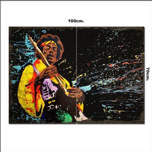 Ahşap Tablo Jimi Hendrix Tarz 70*100Cm