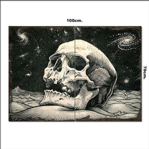 Ahşap Tablo Gecedeki Kafatası Desenli 70*100Cm