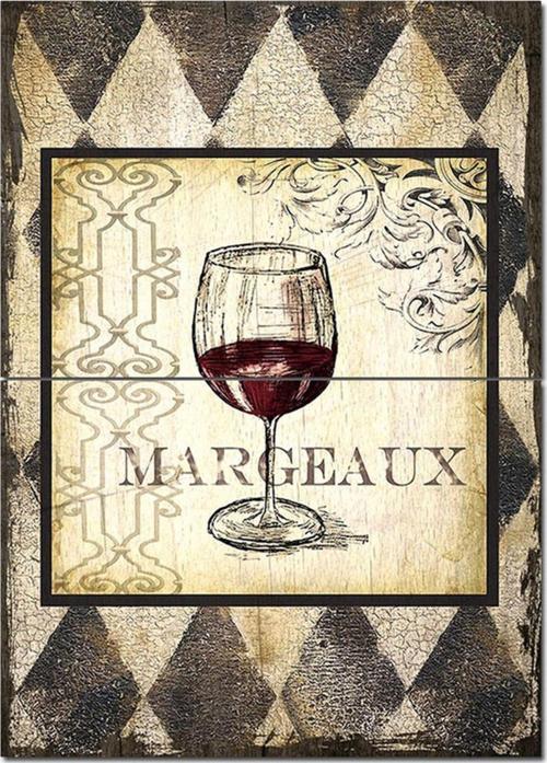 Ahşap Tablo Kadehte Margeaux Şarabı Model Mdf Tablo