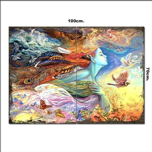 Ahşap Tablo Kadın Ve Kelebek Etkisi 70*100Cm