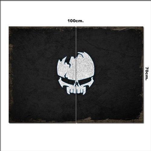 Ahşap Tablo Kafatası İskeleti Kırık Tarz 70*100Cm