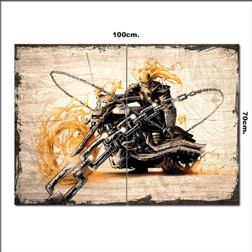 Ahşap Tablo Ghost Rider Şekilli 70*100Cm