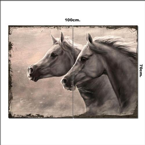 Ahşap Tablo Gıri Koşan Atlar Şekilli 70*100Cm