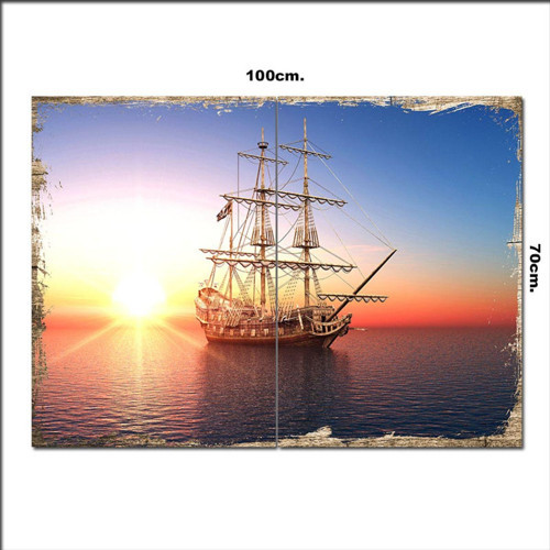 Ahşap Tablo Korsan Gemisi 70*100Cm