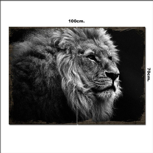 Ahşap Tablo Gıri Yaşlı Aslan Şekilli 70*100Cm