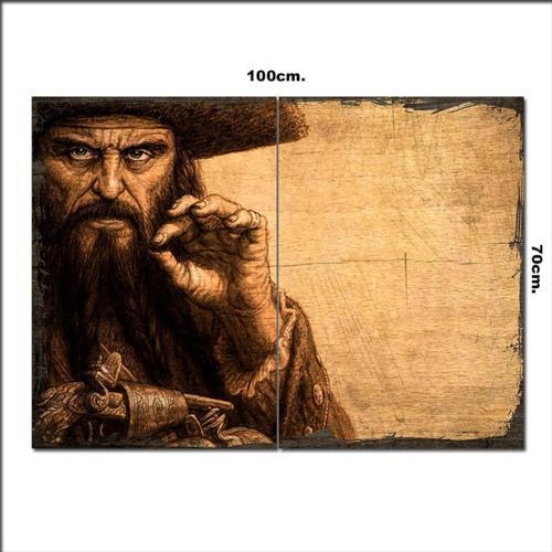 Ahşap Tablo Korsan Karasakal Desenli 70*100Cm