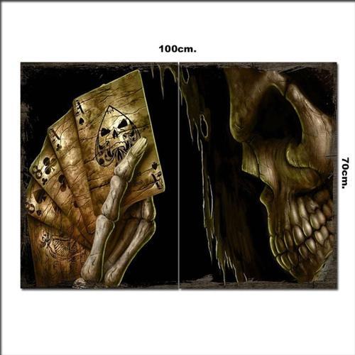 Ahşap Tablo Kumarcı Kurukafa Görseli 70*100Cm