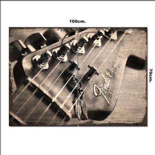 Ahşap Tablo Gitar Ve Telleri Şekilli 70*100Cm