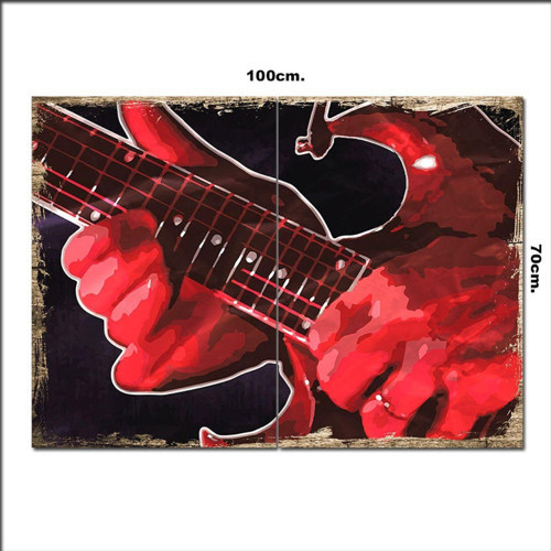 Ahşap Tablo Gitarist 70*100Cm