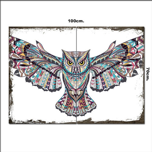 Ahşap Tablo Mistik Baykuş 70*100Cm