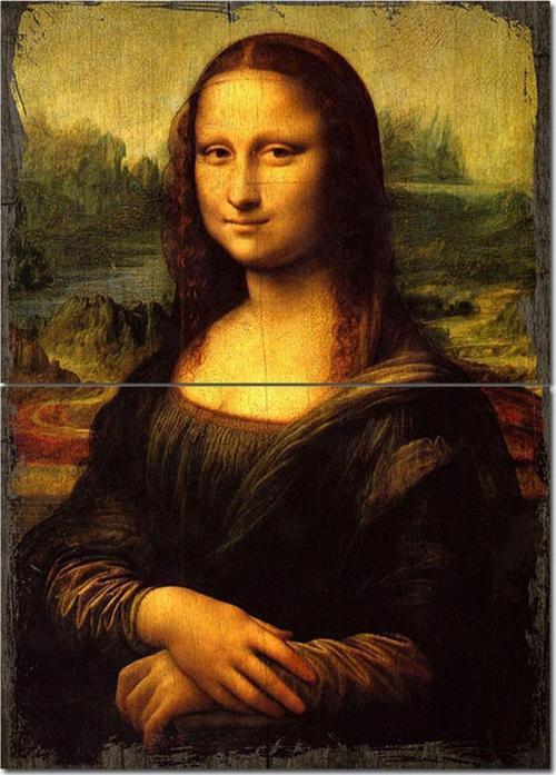 Ahşap Tablo Mona Lisa Eskitme Dekoratif Mdf Tablo