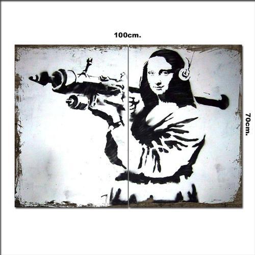 Ahşap Tablo Mona Lisa Ve Roket 70*100Cm