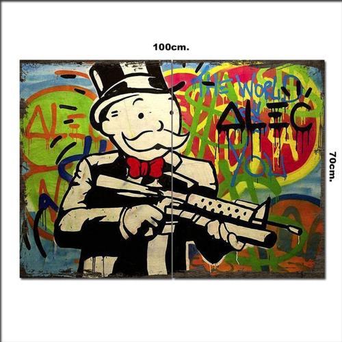 Ahşap Tablo Monopoly Savaşları Tarz 70*100Cm
