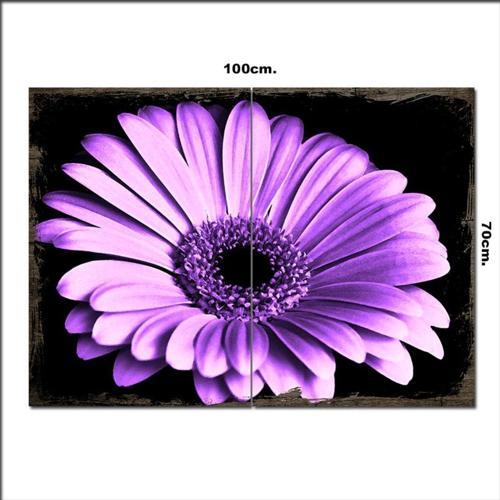 Ahşap Tablo Mor Papatya 70*100Cm