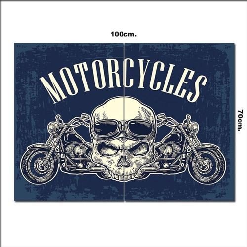 Ahşap Tablo Motorcu Kurukafa 70*100Cm