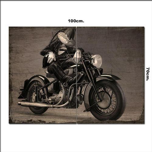 Ahşap Tablo Motorsikletli Tavşan Tarz 70*100Cm