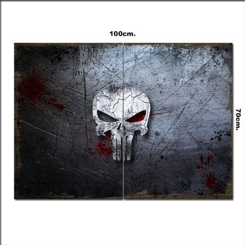 Ahşap Tablo Punnisher Kuru Kafa Tarz 70*100Cm