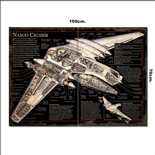 Ahşap Tablo Naboo Cruiser Yıldız Gemisi Desenli 70*100Cm