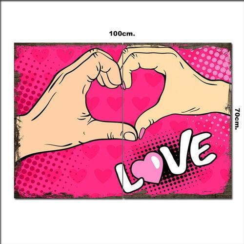 Ahşap Tablo Love Aşk Kalp 70*100Cm