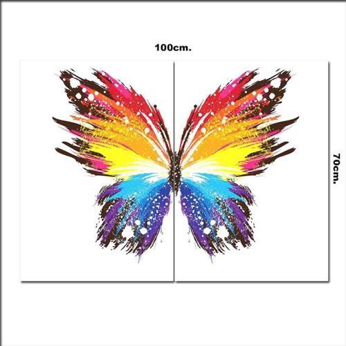 Ahşap Tablo Renkli Kelebek 70*100Cm