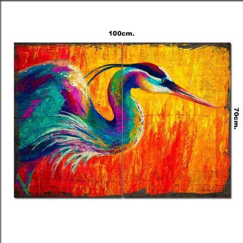 Ahşap Tablo Renkli Kuş Tarz 70*100Cm