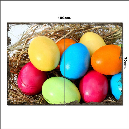 Ahşap Tablo Renkli Yumurtalar 70*100Cm