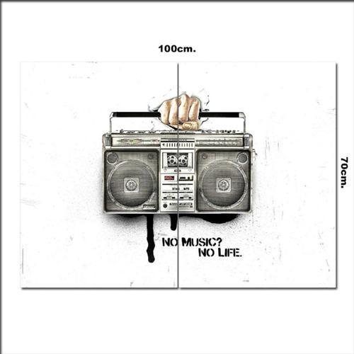 Ahşap Tablo No Music No Life Baskılı 70*100Cm