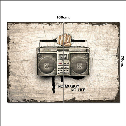 Ahşap Tablo No Music No Life Görseli 70*100Cm