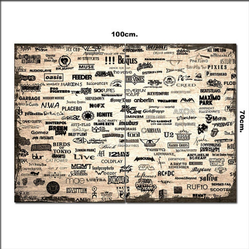 Ahşap Tablo Marka Olmuş İsim Afişler Desenli 70*100Cm