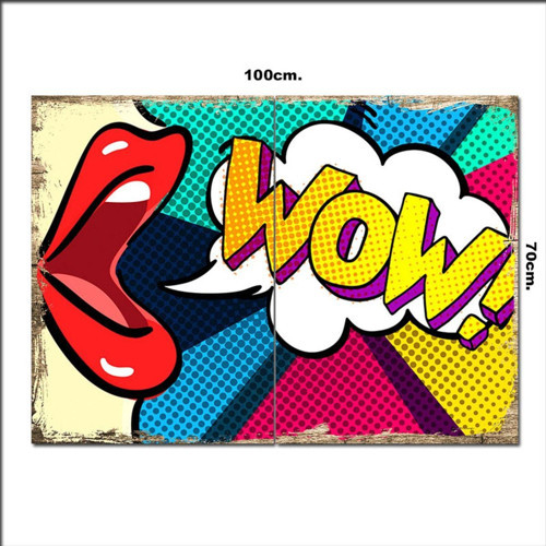 Ahşap Tablo Retro Kız Wow 70*100Cm