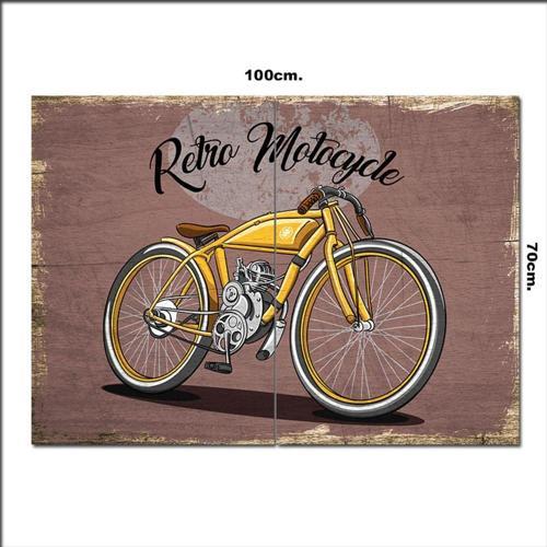Ahşap Tablo Retro Motocycle 70*100Cm