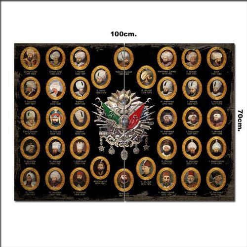 Ahşap Tablo Osmanlı Padişahları Baskılı 70*100Cm