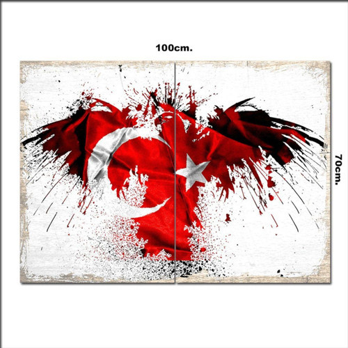 Ahşap Tablo Retro Türk Bayrağı 70*100Cm