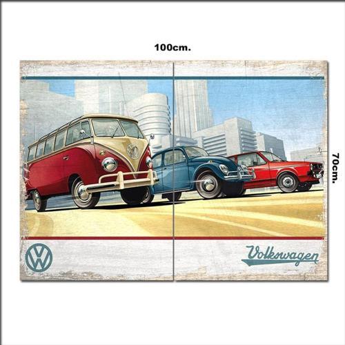 Ahşap Tablo Retro Wolksvagen Afiş 70*100Cm