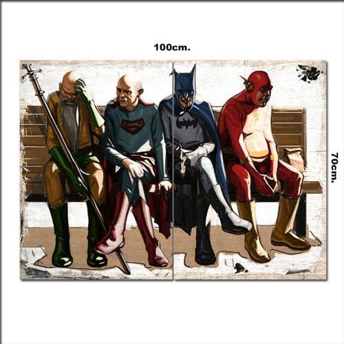 Ahşap Tablo Retro Yaşlanmış Süper Kahramanlar 70*100Cm