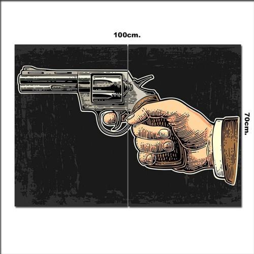 Ahşap Tablo Revolver Tabanca 6 Patlar 70*100Cm