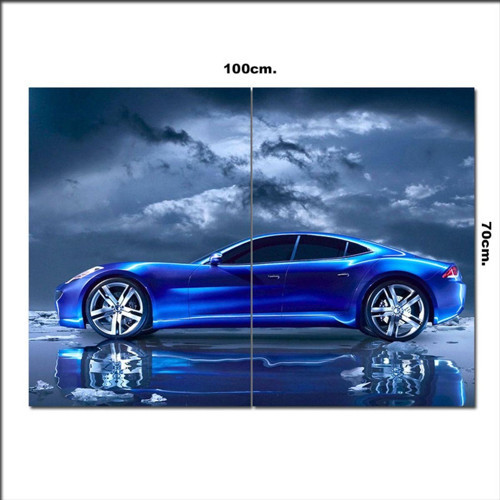 Ahşap Tablo Mavi Spor Otomobil 70*100Cm