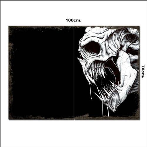 Ahşap Tablo Ölümün Kafa Tası Baskılı 70*100Cm