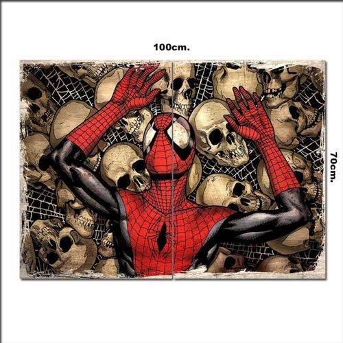 Ahşap Tablo Örümcek Adam Kafa Tasları Desenli 70*100Cm