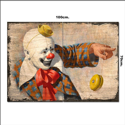 Ahşap Tablo Palyaço Oyunda Desenli 70*100Cm