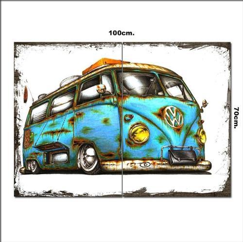 Ahşap Tablo Paslı Volkswagen 70*100Cm
