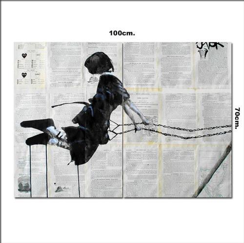 Ahşap Tablo Salıncaktaki Kız Görseli 70*100Cm