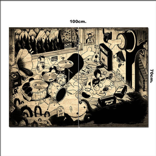 Ahşap Tablo Metalci Gençler Baskılı 70*100Cm