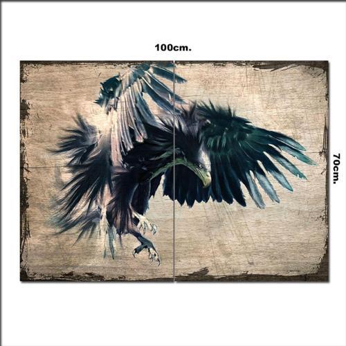 Ahşap Tablo Pençeli Kara Kartal Baskılı 70*100Cm