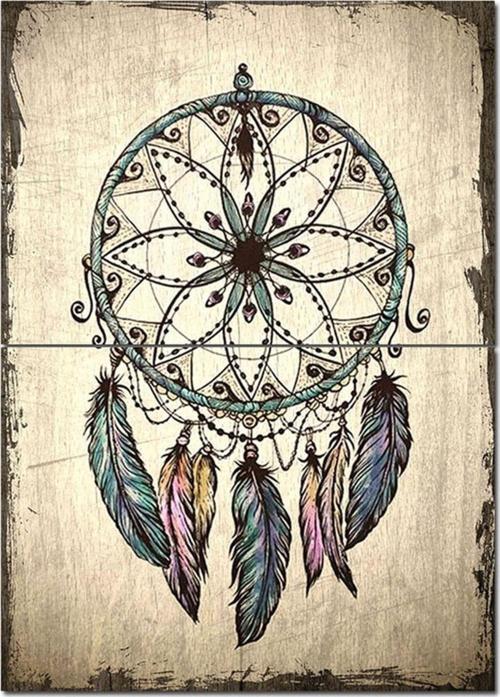 Ahşap Tablo Sarı Zeminde Dream Catcher Hediyelik Mdf Tablo
