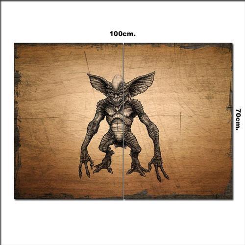 Ahşap Tablo Sarı Zeminde Gremlins Tarz 70*100Cm