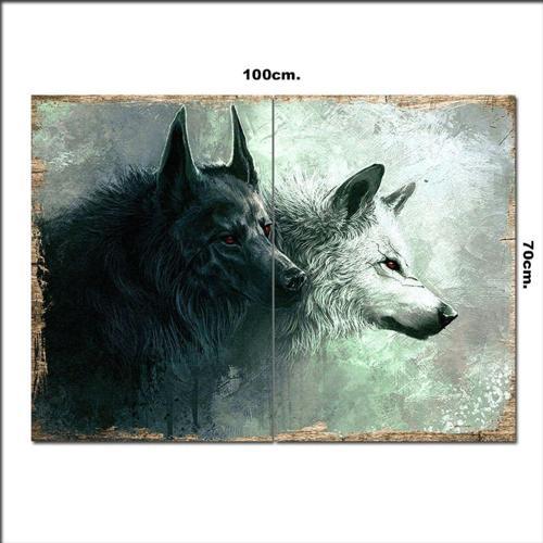 Ahşap Tablo Savaşçı Kurtlar 70*100Cm