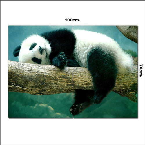Ahşap Tablo Sevimli Ve Uykucu Panda Görseli 70*100Cm