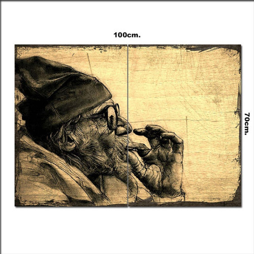 Ahşap Tablo Yorgun Balıkçı Tarz 70*100Cm